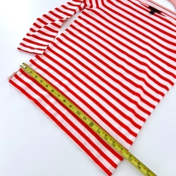 J. Crew red striped 3/4 sleeve boat neck tee classic minimalist preppy size XXS - Picture 13 of 14
